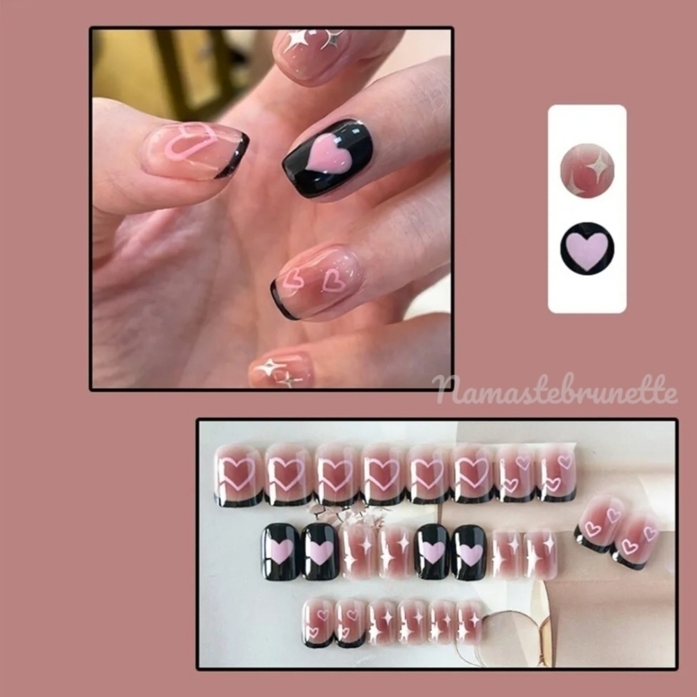 2/$16 Pink Hearts Press On Nails
